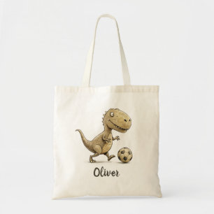 Cute Tiny Trex Playing Football Tote Bag
