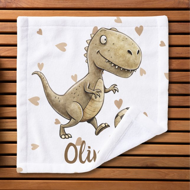 Cute Tiny Trex Playing Soccer Personalised Wash Cloth (Creator Uploaded)
