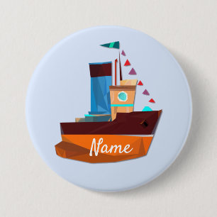 Cute Tiny Tugboat Thunder-Cove 7.5 Cm Round Badge