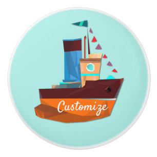 Cute Tiny Tugboat Thunder-Cove Ceramic Knob