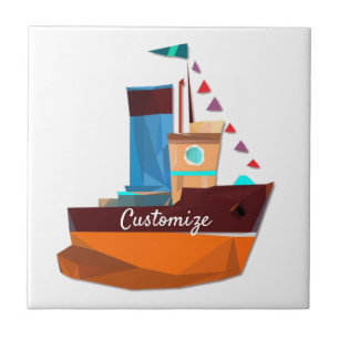 Cute Tiny Tugboat Thunder-Cove Ceramic Tile