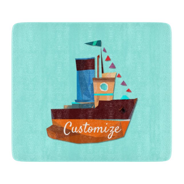 Cute Tiny Tugboat Thunder-Cove  Cutting Board (Front)