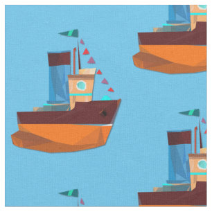 Cute Tiny Tugboat Thunder-Cove Fabric