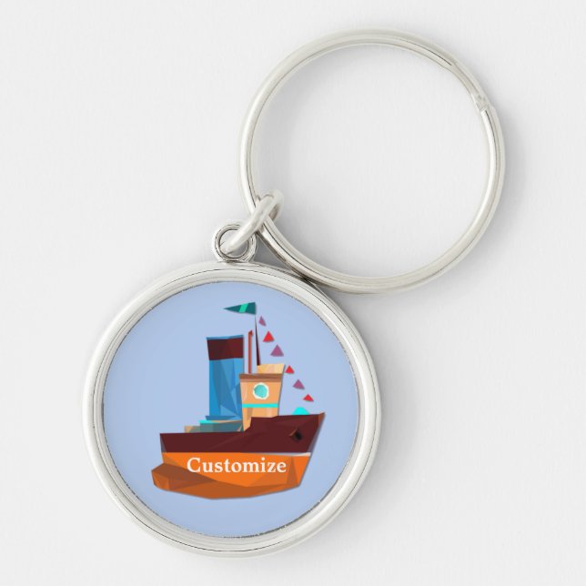 Cute Tiny Tugboat Thunder-Cove Key Ring (Front)