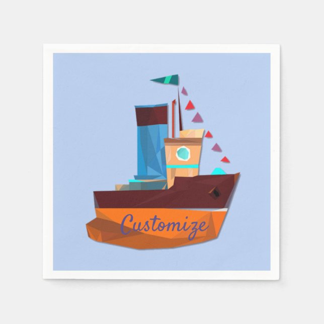 Cute Tiny Tugboat Thunder-Cove Napkin (Front)
