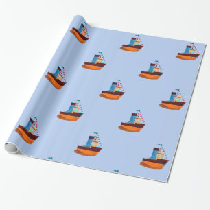 Cute Tiny Tugboat Thunder-Cove  Wrapping Paper