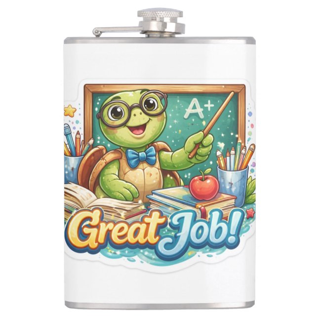 Cute Tiny Turtle Hip Flask (Front)