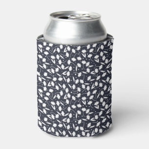 Cute tiny white flower pattern dark blue pattern can cooler