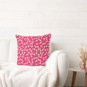 Cute tiny white flower pattern pink pattern cushion