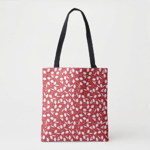 Cute tiny white flower pattern red pattern tote bag