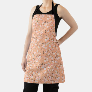 cute tiny white flower with red background apron