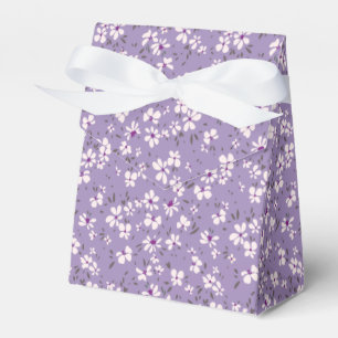 cute tiny white purple flower with blue background favour box