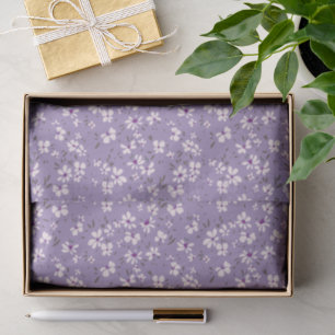 cute tiny white purple flower with blue background tissue paper