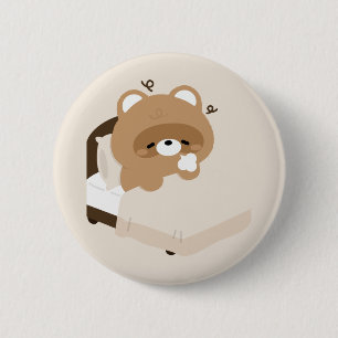 Cute Tired Beaver 6 Cm Round Badge