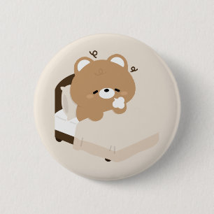 Cute Tired Brown Bear 6 Cm Round Badge
