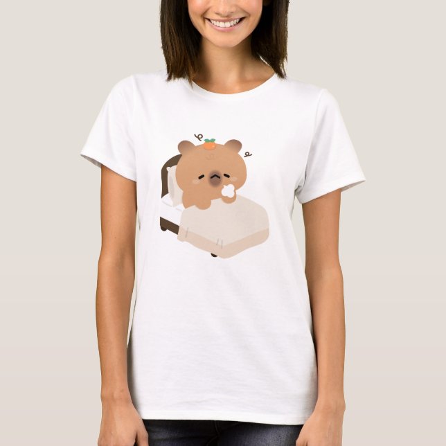 Cute Tired Capybara T-Shirt (Front)