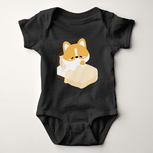 Cute Tired Corgi Baby Bodysuit (Front)