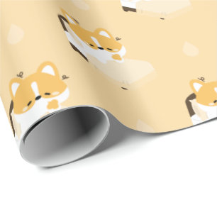 Cute Tired Corgi Wrapping Paper