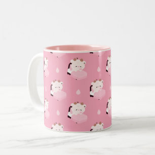 Cute Tired Cow Two-Tone Coffee Mug