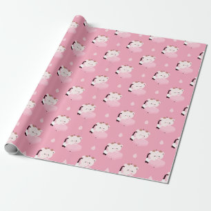 Cute Tired Cow Wrapping Paper