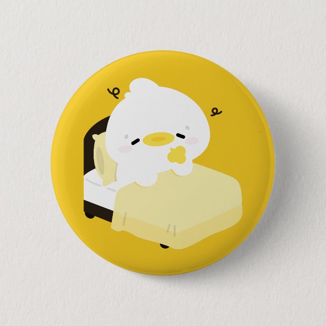 Cute Tired Duck 6 Cm Round Badge (Front)