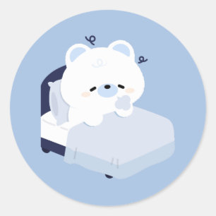 Cute Tired Polar Bear Classic Round Sticker