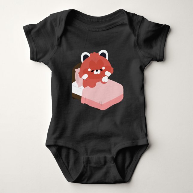 Cute Tired Red Panda Baby Bodysuit (Front)
