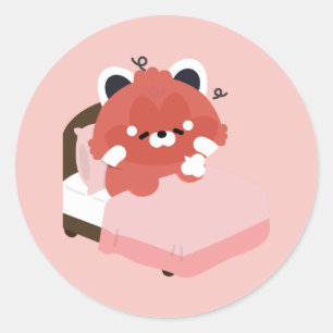 Cute Tired Red Panda Classic Round Sticker