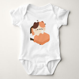 Cute Tired Tortie Cat Baby Bodysuit