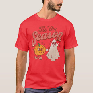 Cute Tis the Season Pumpkin Boo 70s Hippie Hallowe T-Shirt