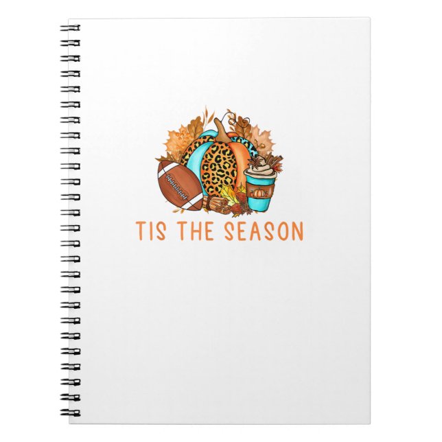 Cute Tis The Season Pumpkin Spice Latte Fall Footb Notebook (Front)