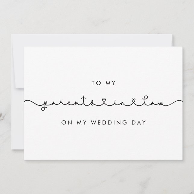 Cute To my parents in law on my wedding day card (Front)