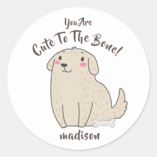 "Cute To The Bone" Pet Puppy Dog Classic Round Sticker