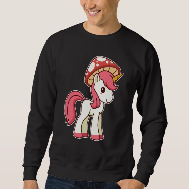 Cute Toadstool Unicorn With Mushroom Hat Sweatshirt (Front)