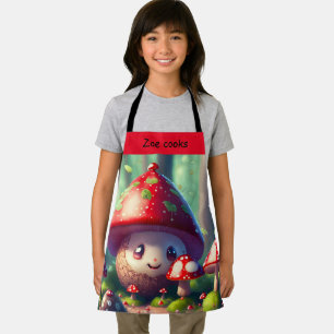 Cute toadstools in the forest - custom kids  apron