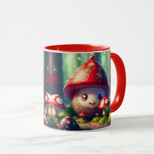 Cute toadstools in the forest - good luck custom mug