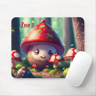 Cute toadstools in the forest, good luck mouse pad