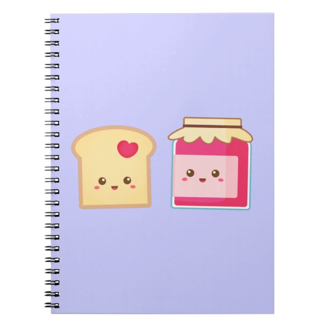 Cute Toast and Strawberry Jam, Spread Love Notebook (Front)