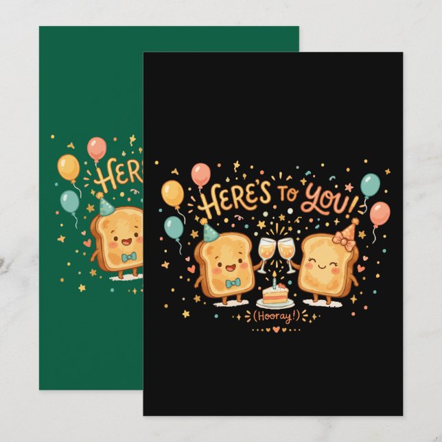 Cute Toast Celebration Greeting Invitation (Front/Back)