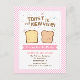 Cute Toast to the New Year Pun Confetti Party Invitation