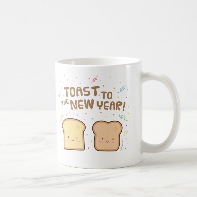 Cute Toast to the New Year Pun Humour Confetti Coffee Mug (Right)