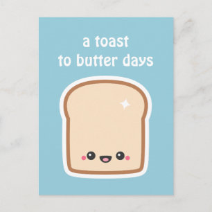 Cute Toast with Happy Face Postcard