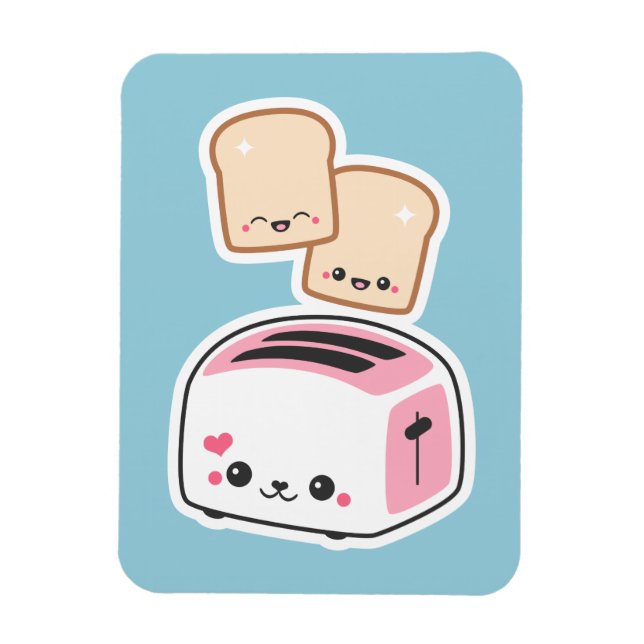 Cute Toaster with Happy Toast Magnet (Vertical)