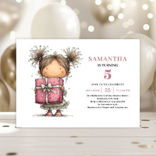 Cute Toddler 5th Birthday Invitation Pink Kit