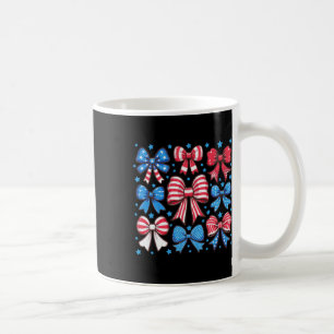 Cute Toddler Girl Boho Coquette Bows Happy 4th Of Coffee Mug