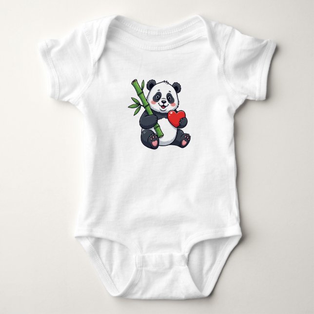 Cute Toddler Panda Design – Adorable Panda Illustr Baby Bodysuit (Front)