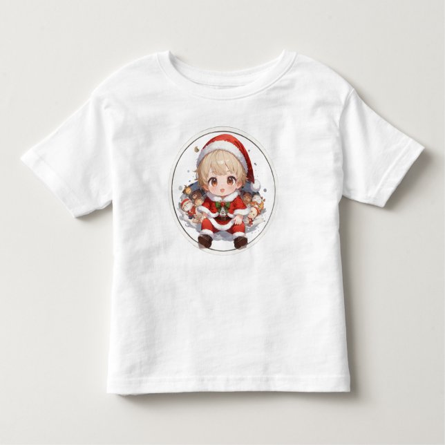 Cute Toddler Santa T-Shirt - Christmas Fine Jersey (Front)