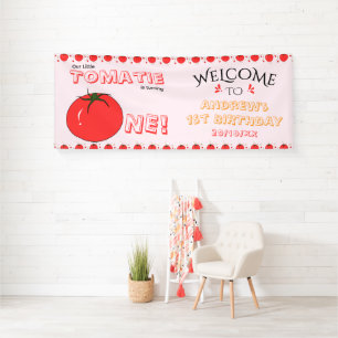 Cute Tomato 1st Birthday Horizontal Welcome Banner