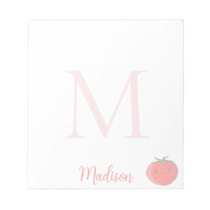 Cute Tomato Custom Name Initial  Notepad