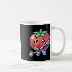 Cute Tomato Playing Field Hockey Cartoon  Coffee Mug